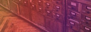 Vintage style card catalog in an old library