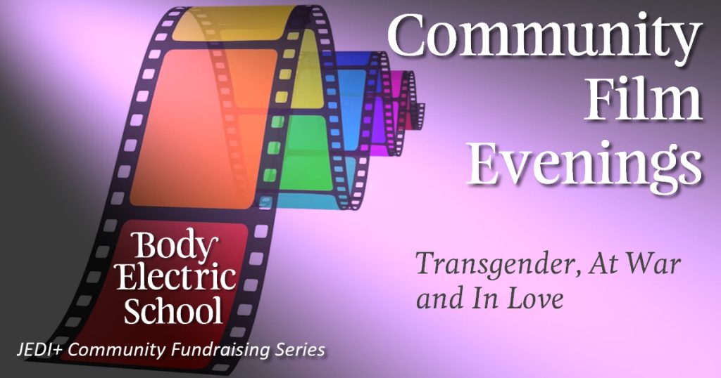 A fragment of movie film, each frame a different rainbow color